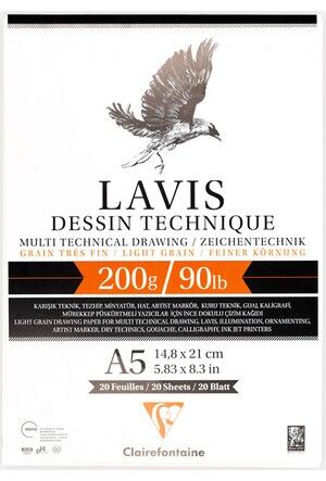 Clairefontaine Alpha Lavıs Multı Teknik A5 Blok 20 Yaprak Üstten Yapışkanlı