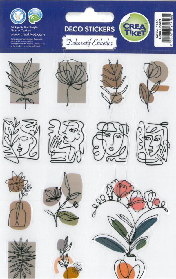 Crea Kabartmalı Sticker Deco Line Art