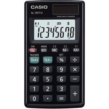 Casio Hesap Makinesi Cep Tipi Sl-797Tv-Bk 8 Hane
