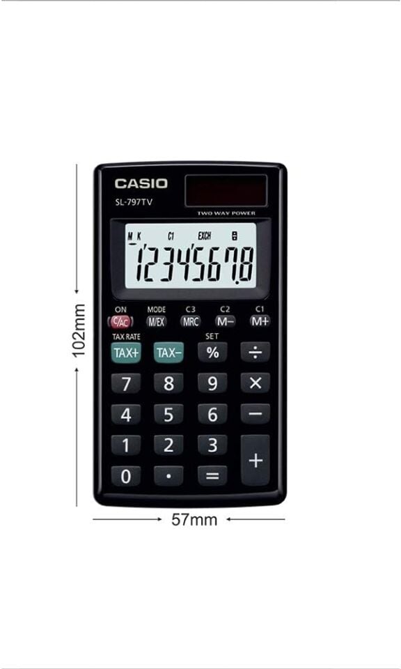 Casio Hesap Makinesi Cep Tipi Sl-797Tv-Bk 8 Hane