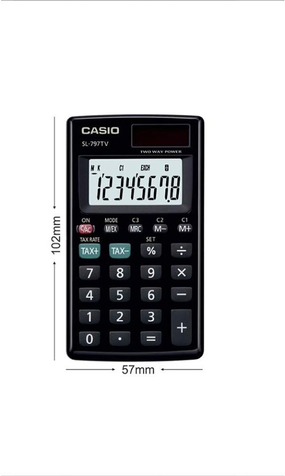 Casio Hesap Makinesi Cep Tipi Sl-797Tv-Bk 8 Hane