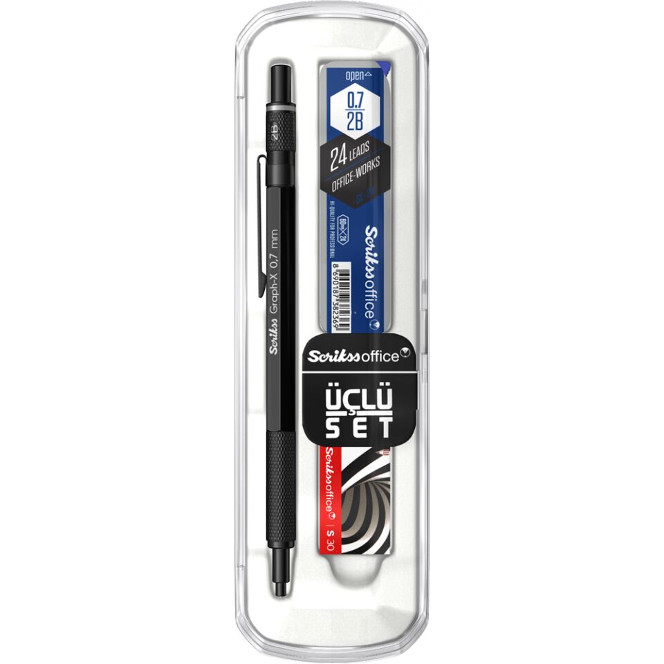 Scrikss Graph-X 3 Lü Set 0.7 Mm Mat Siyah