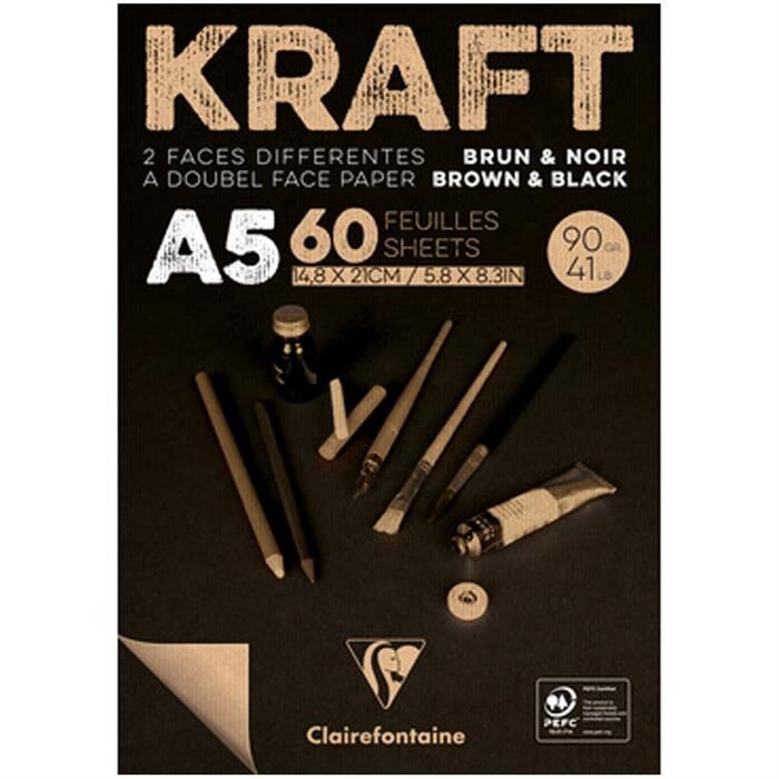 Clairefontaine Kraft A5 90 Gr 60 Yaprak Kısa Kenarı Yapışkanlı