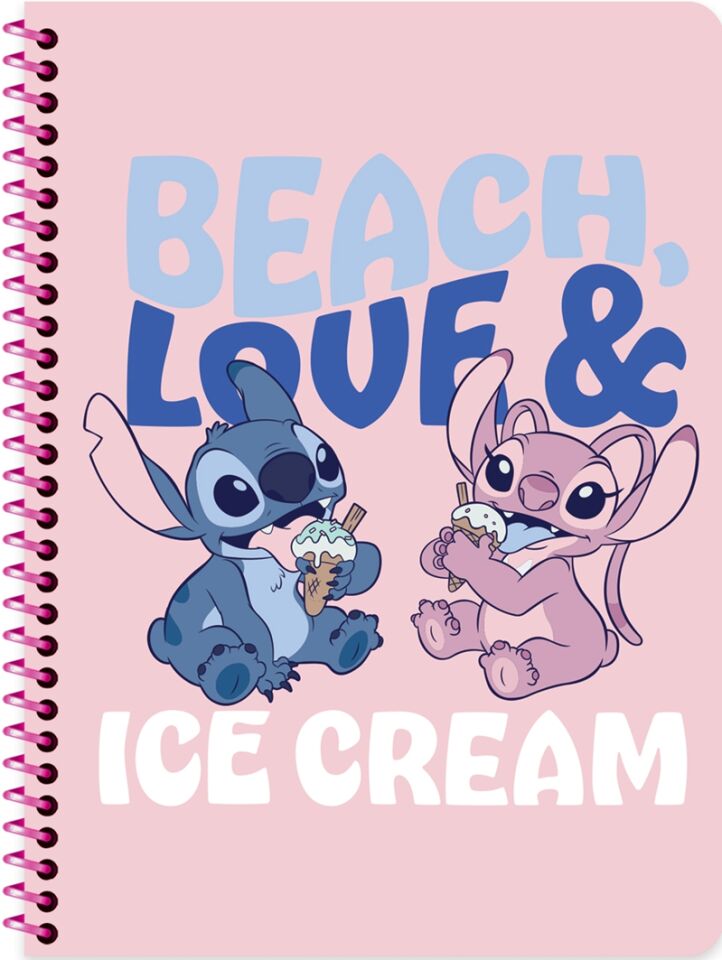 Keskin Lilo&Stitch 16,5x22,5 80 Yaprak Kareli Spiralli Karton Kapak Defter