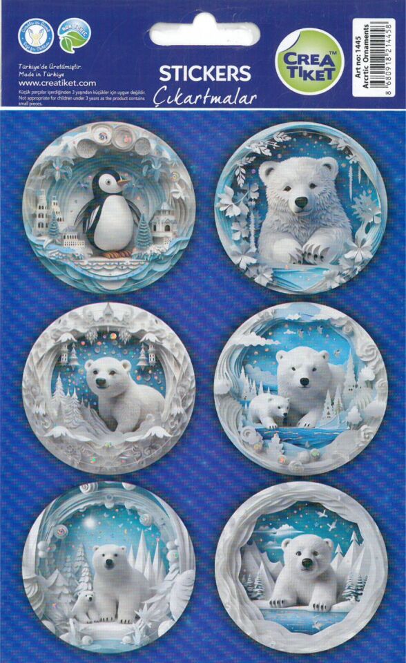 Crea Yaldızlı Özel Efektli Sticker Arctıc Ornaments