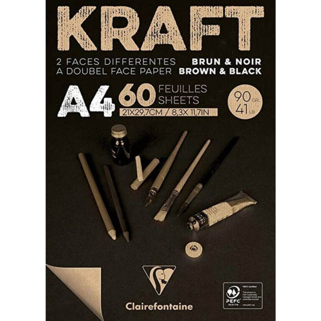 Clairefontaine Kraft A4 90 Gr 60 Yaprak Kısa Kenarı Yapışkanlı