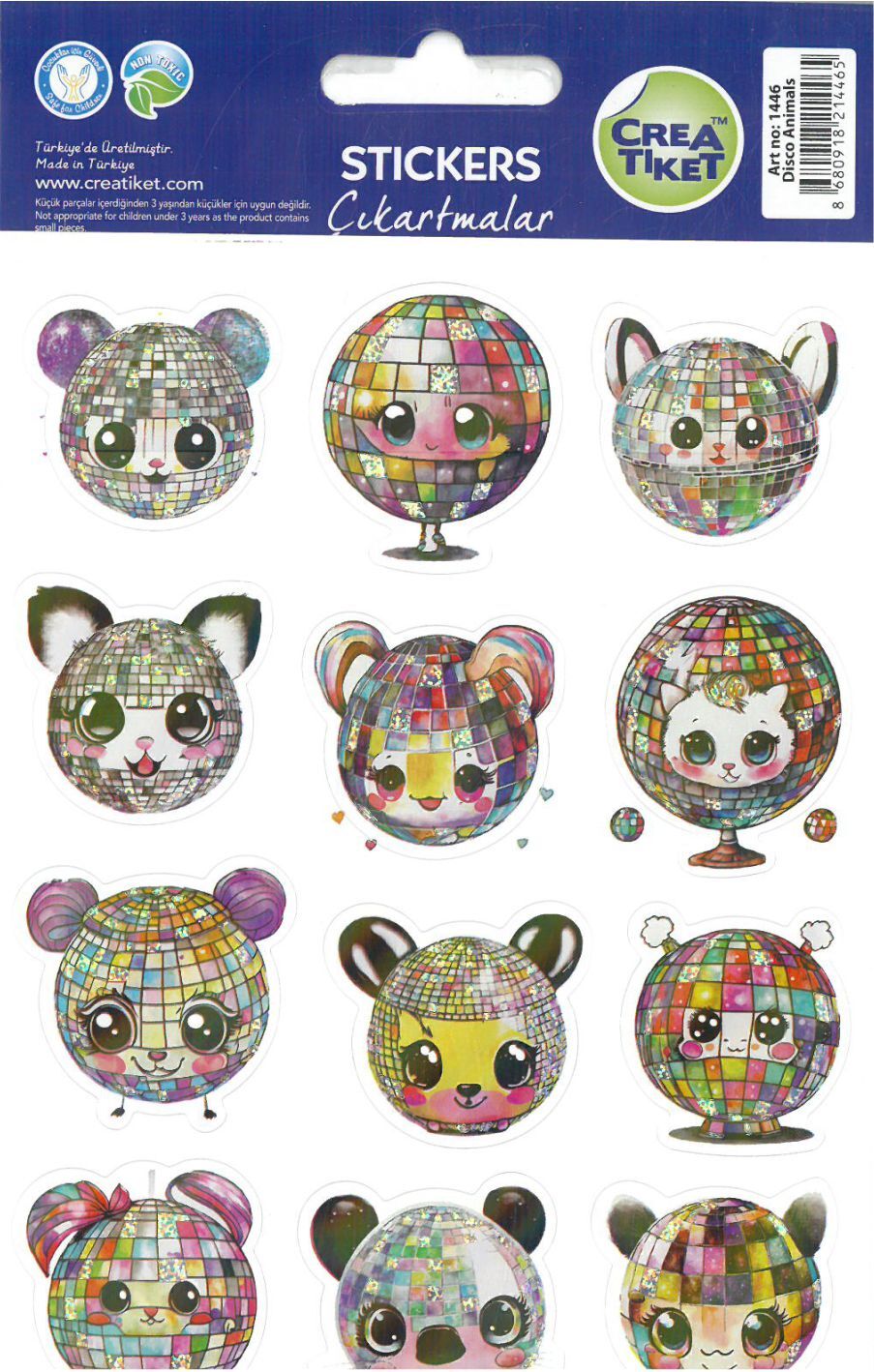 Crea Yaldızlı Özel Efektli Sticker Disco Animals