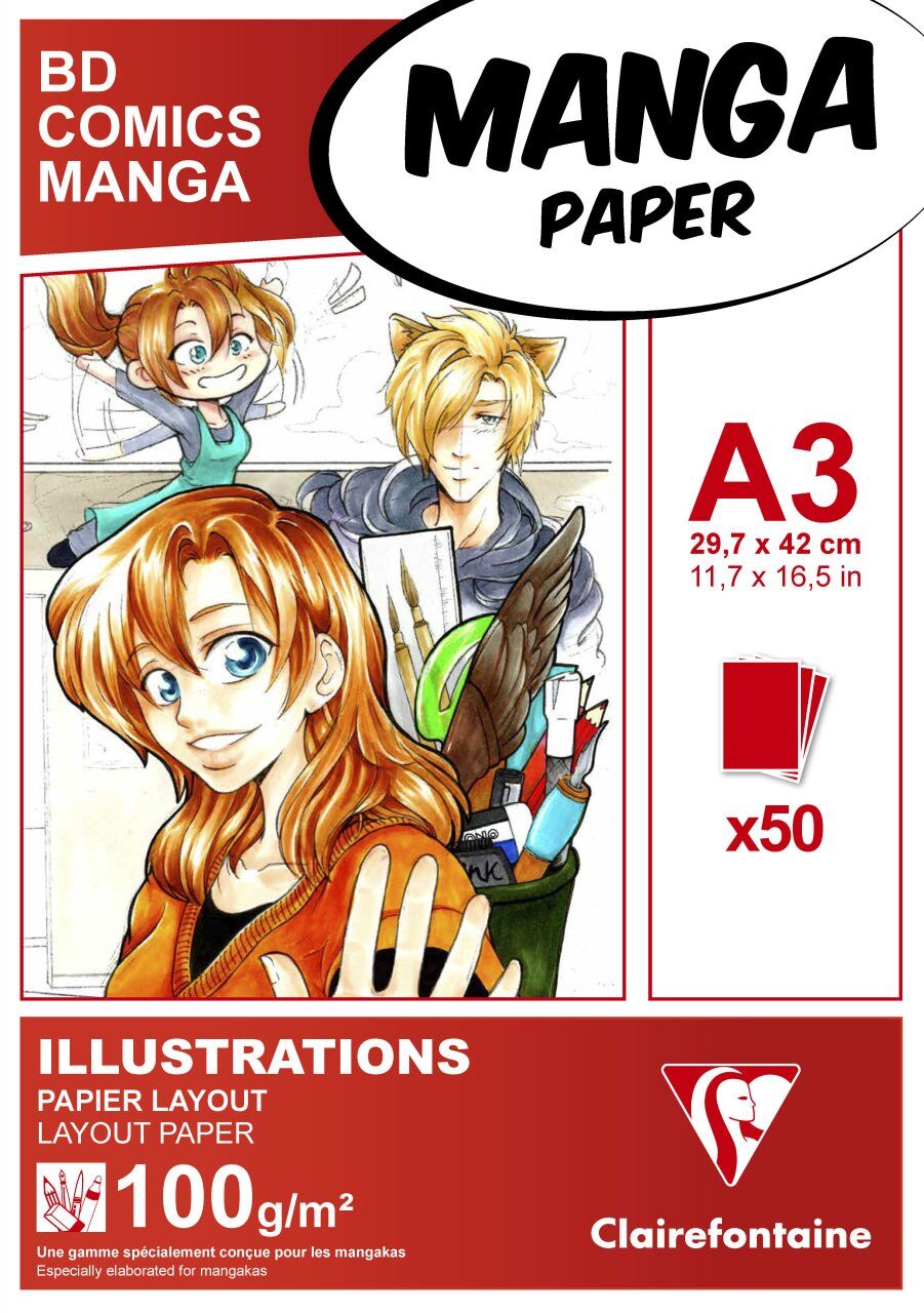 Clairefontaine Manga-Layout A3 100 Gr 50 Yaprak Markör Blok Kısa Kenarı Yapışkanlı