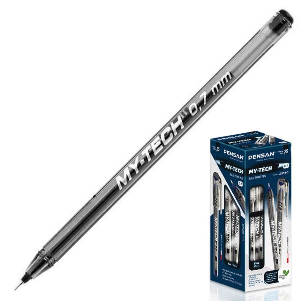 Pensan 0 7 Mm My-Tech Tükenmez Kalem Siyah Tekli
