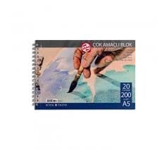 Talens Çok Amaçlı Resim Bloğu A5 200 Gr Spiralli 20 Yaprak
