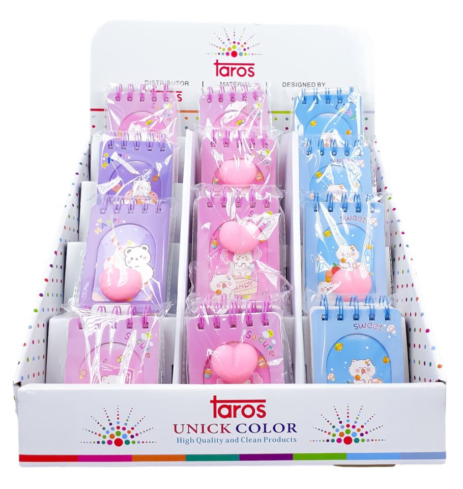 Taros Unick Color Not Defteri Spiralli Mutlu Kedi Kalpli