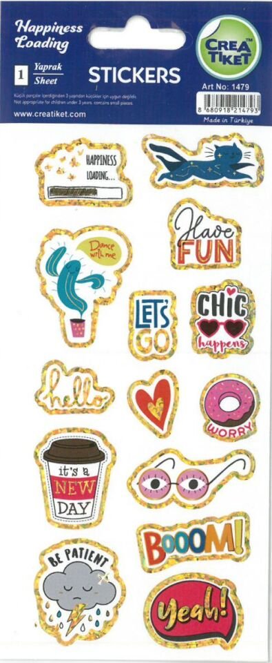 Crea Yaldızlı Sticker Happıness Loading