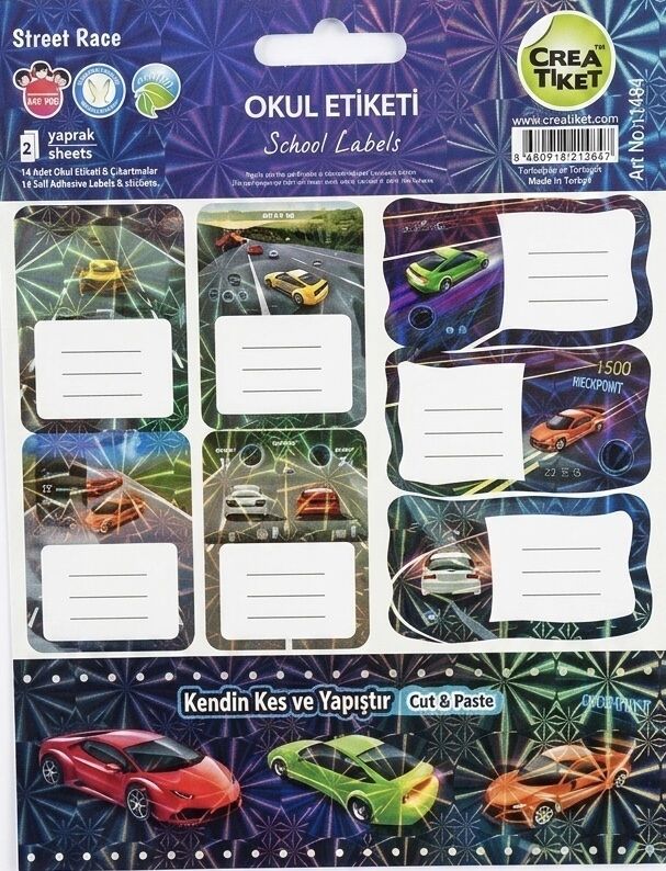 Crea Özel Efektli Defter Etiket Çıkartmalı Street Race