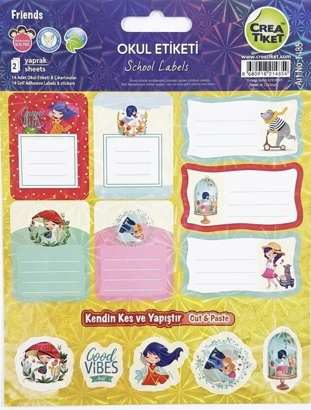 Crea Özel Efektli Defter Etiket Çıkartmalı Friends