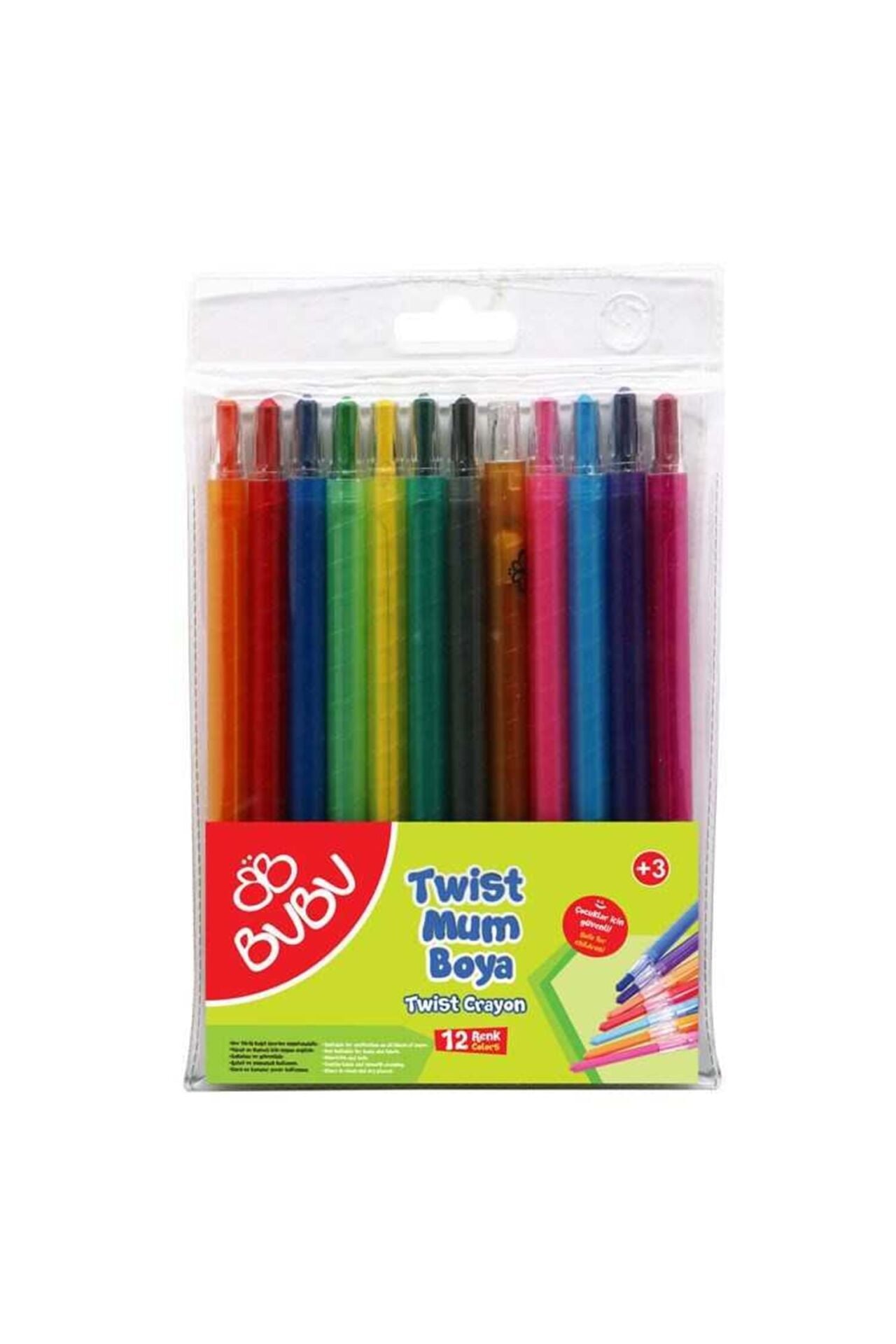 Bu-Bu Mum Boya Çevirmeli Twist Crayon 12 Renk