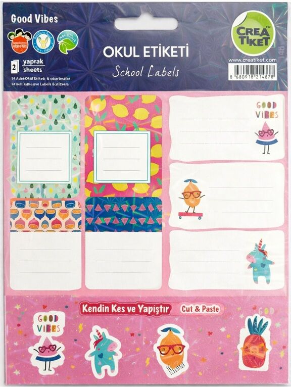 Crea Özel Efektli Defter Etiket Çıkartmalı Good Vıbes
