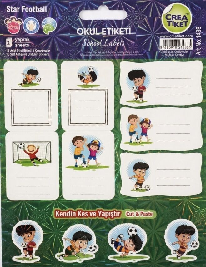 Crea Özel Efektli Defter Etiket Çıkartmalı Star Football