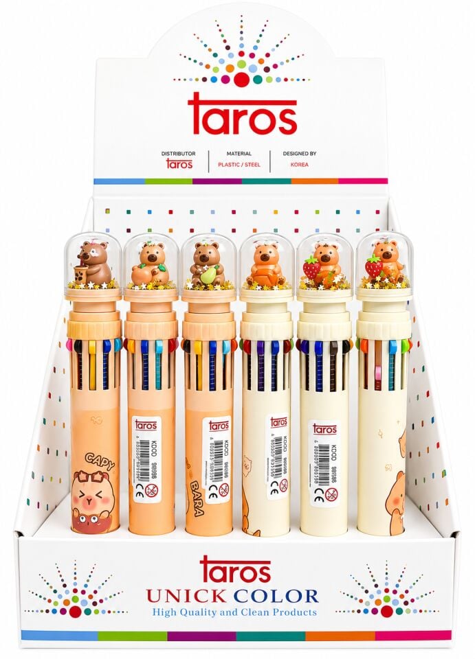 Taros Unick Color Capybara 10 Renk Çoklu Tükenmez Kalem