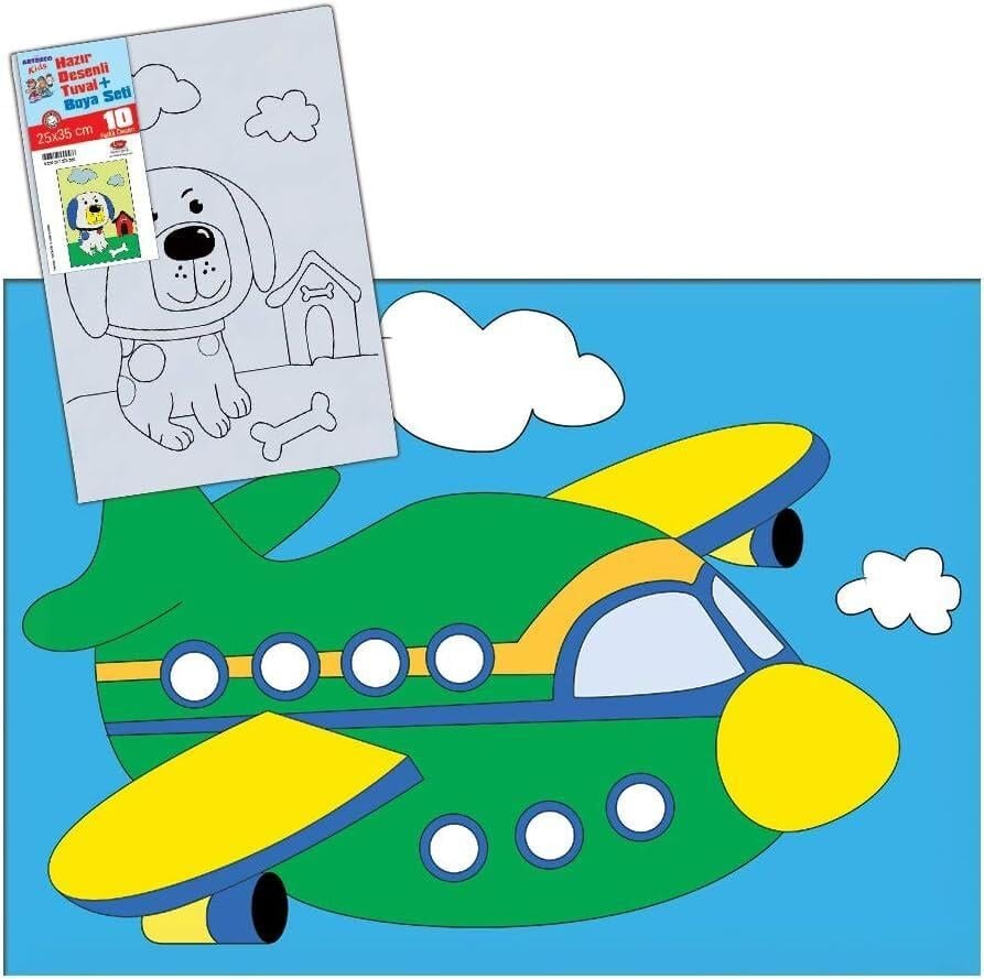 Artdeco Kids Desenli Tuval Boyama Seti 40x50 Cm Akrobat Uçak