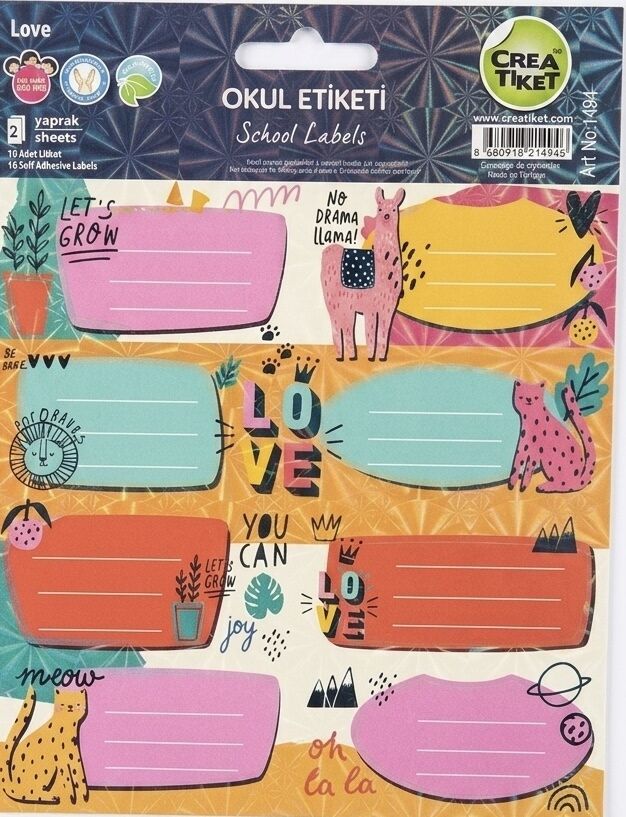 Crea Özel Efektli Defter Etiket Love