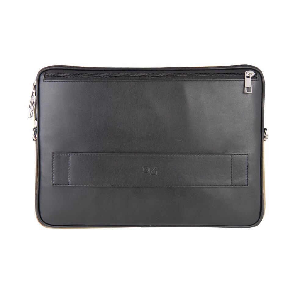 2k Suni Deri Laptop Çantası Tablet Çantası 14'' Vegan Omuz Ve Valiz Askılı Aksesuar Ve Evrak Cepli 25.5x36x2 Cm Siyah