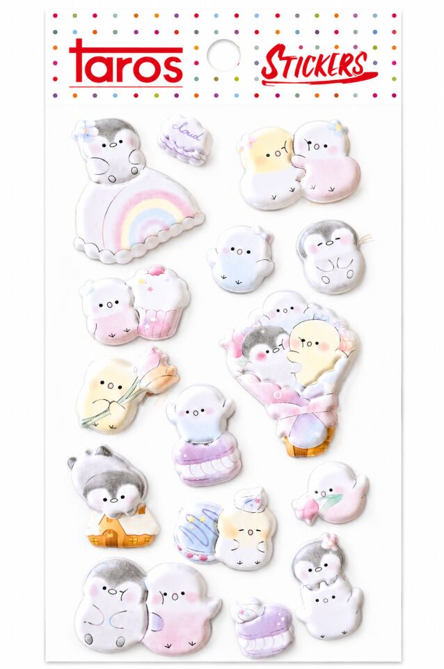 Taros Happy Penguen Puffy Sticker