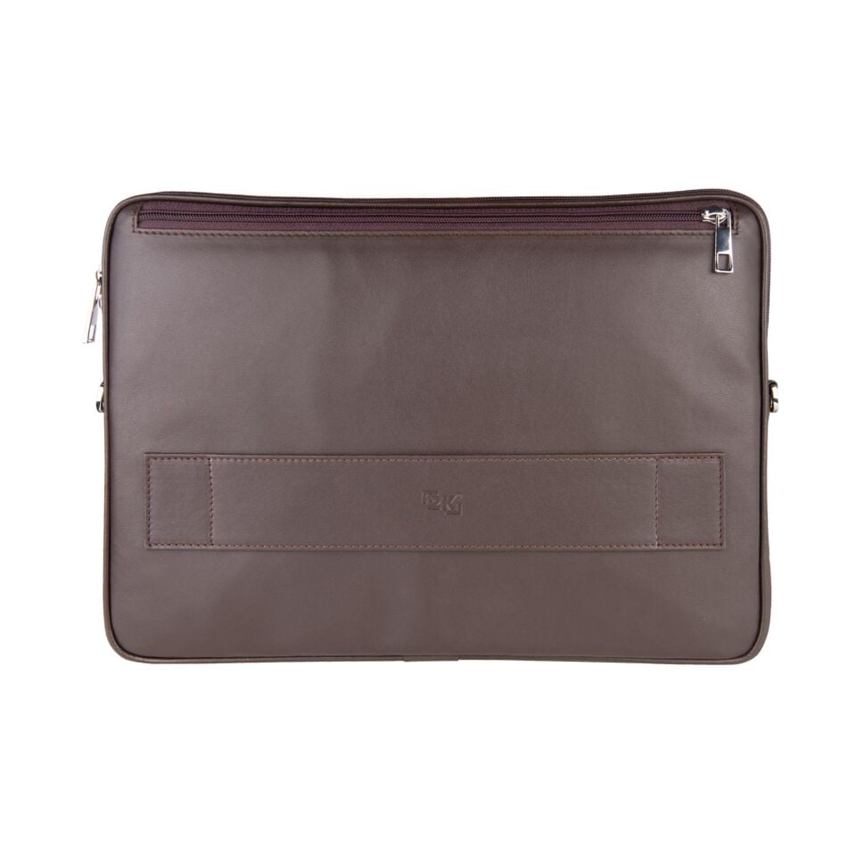 2k Suni Deri Laptop Çantası Tablet Çantası 14'' Vegan Omuz Ve Valiz Askılı Aksesuar Ve Evrak Cepli 25.5x36x2 Cm Kahverengi