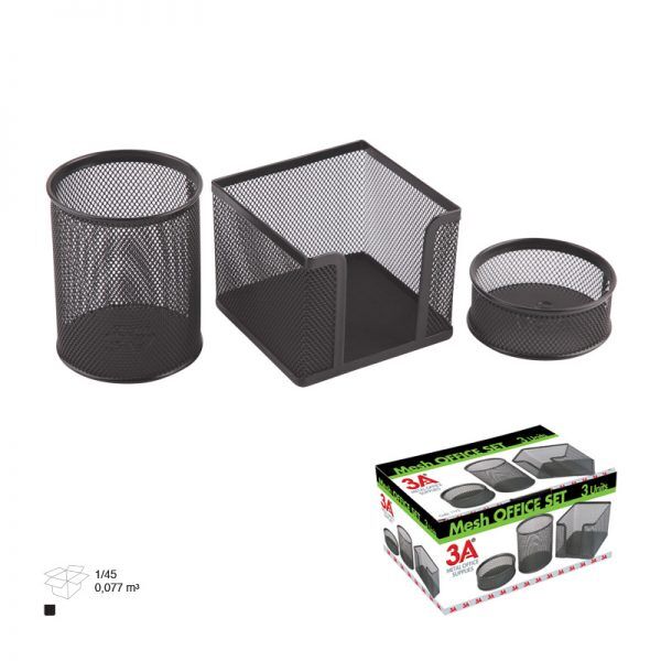 3A Metal Perfore Ofis Seti 3 Lü Siyah