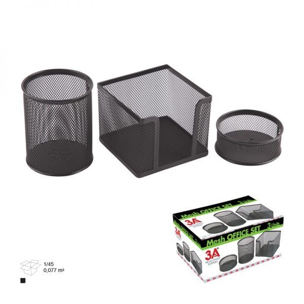 3A Metal Perfore Ofis Seti 3 Lü Siyah