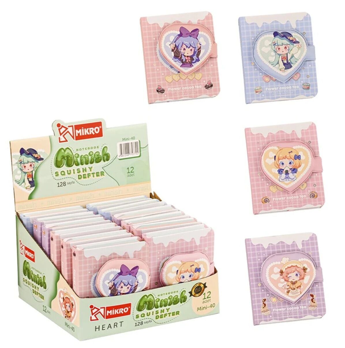 Mikro Mini-40 Minish Heart Soquishy Mini Not Defteri 128 Yaprak