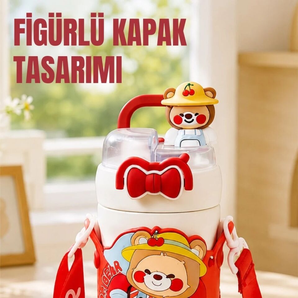 Vagonlife 490 Ml Kırmızı Ayı Paslanmaz Çelik Termos