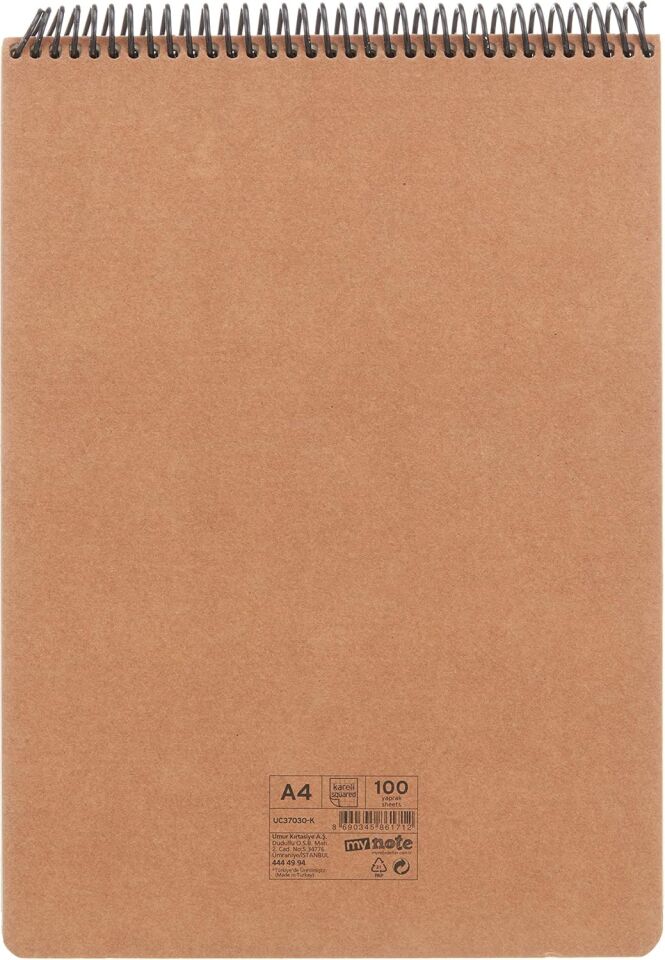 Mynote Bloknot A4 Kraft 100 Yp Kareli