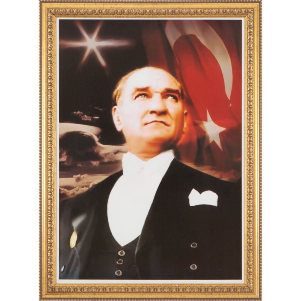 İnter 50x70 Varaklı Çerçeve Duvara Monte Atatürk Portresi