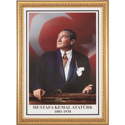 İnter 50x70 Varaklı Çerçeve Duvara Monte Atatürk Portresi