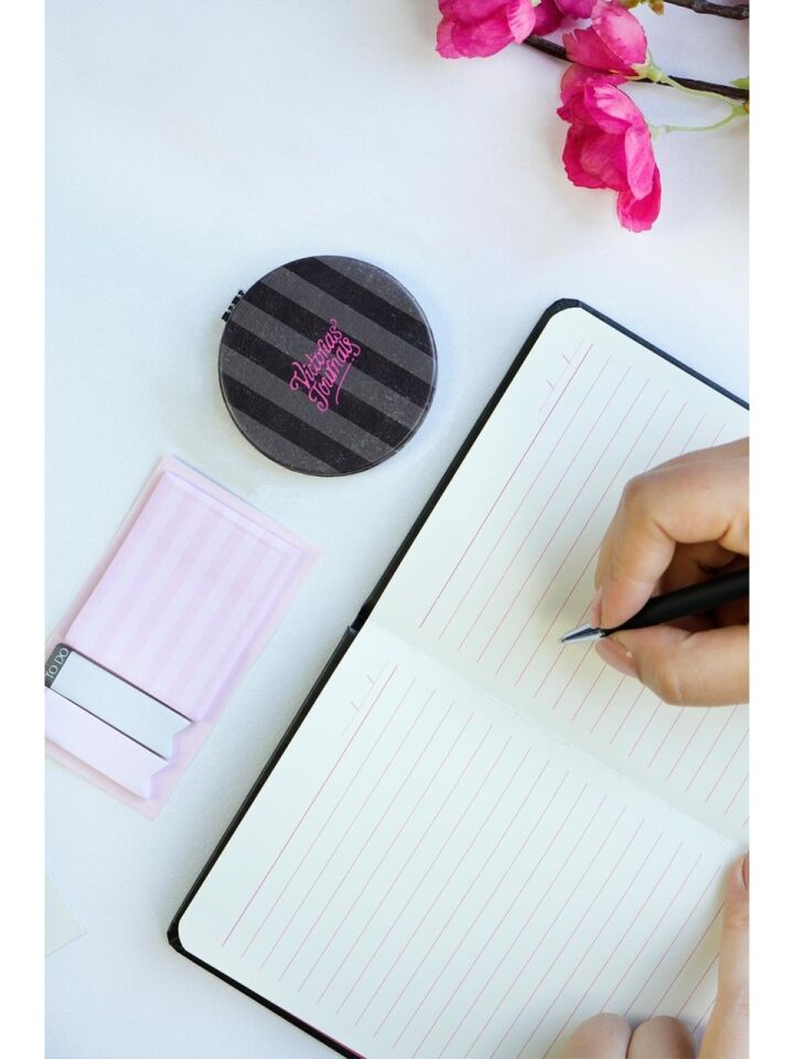 Victorias Journals Sert Kapak Defter 13x18 Cm 128 Sayfa Ayna Tükenmez Kalem Potit Set