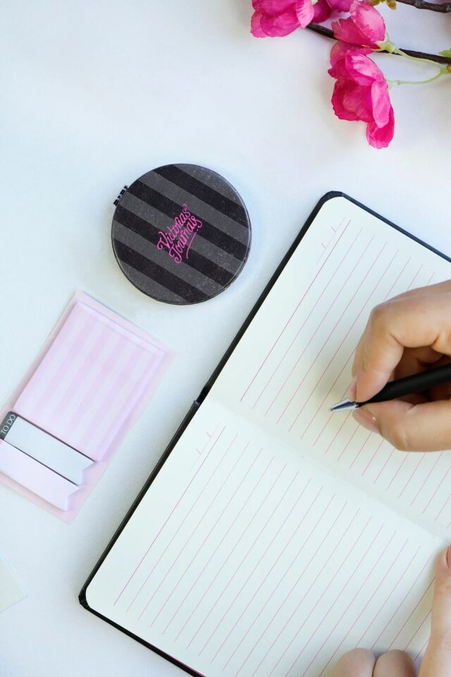 Victorias Journals Sert Kapak Defter 13x18 Cm 128 Sayfa Ayna Tükenmez Kalem Potit Set