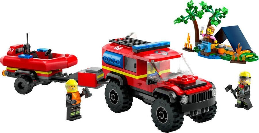 Lego 4x4 Kurtarma Botlu İtfaiye Kamyonu 