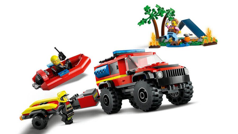 Lego 4x4 Kurtarma Botlu İtfaiye Kamyonu 