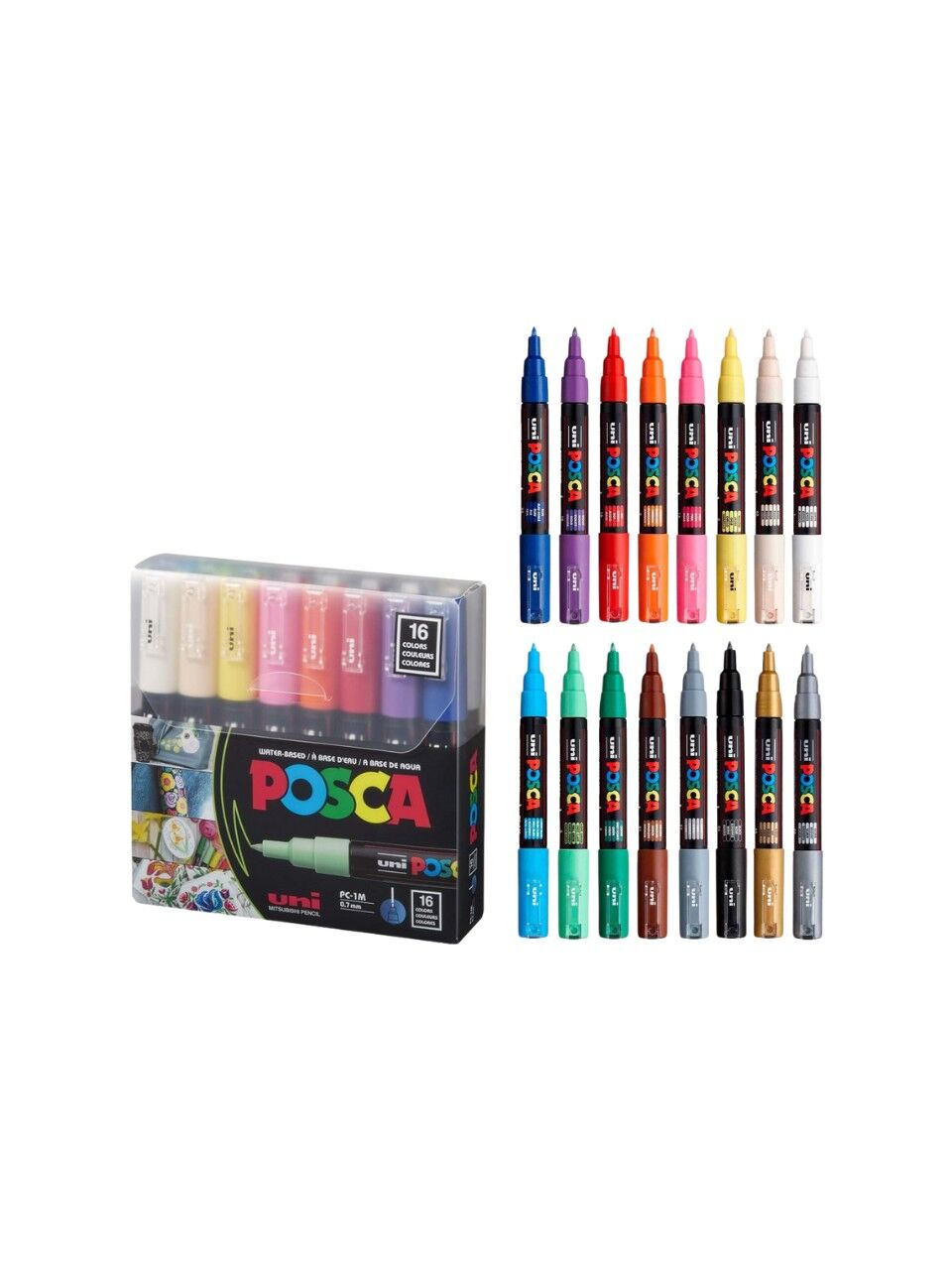 Uni Posca 0.7 Su Bazlı Boyama Markörü 16 Lı