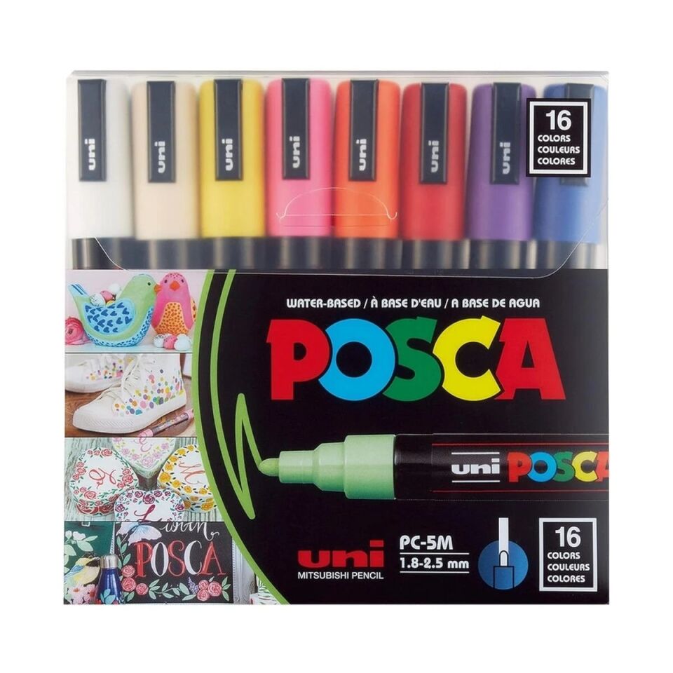 Uni Posca 1.8-2.5 Su Bazlı Boyama Markörü 16 Lı