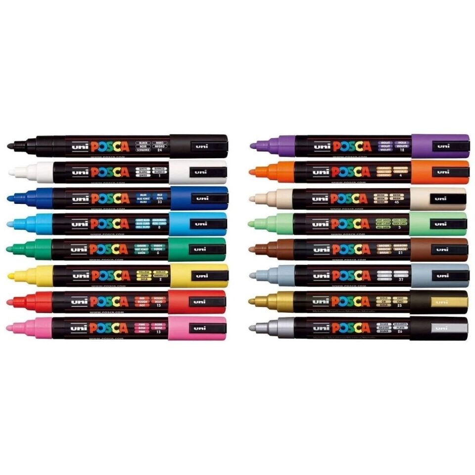 Uni Posca 1.8-2.5 Su Bazlı Boyama Markörü 16 Lı
