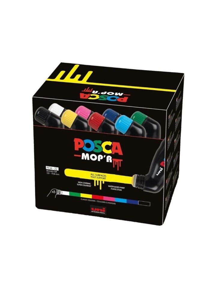 Uni Posca 3.0-19.0 Su Bazlı Poster Markörü 8 Li