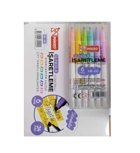 Mikro Mk-610-24 Silinebilir Fosforlu Kalem 6 Lı