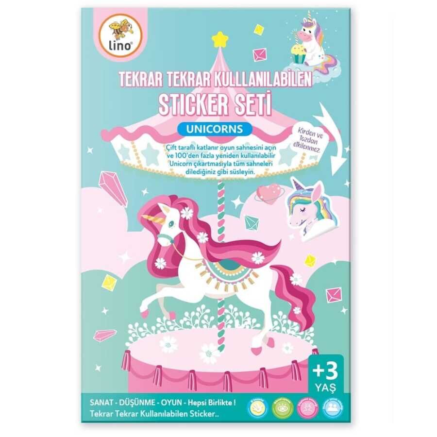 Lino Tekrar Tekrar Kullanılabilen Sticker Seti Unicorns    