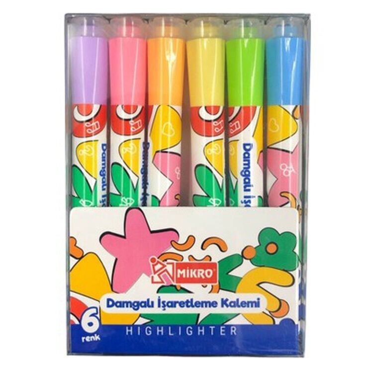 Mikro Mk-614-24 Damgalı Fosforlu Kalem 6 Lı