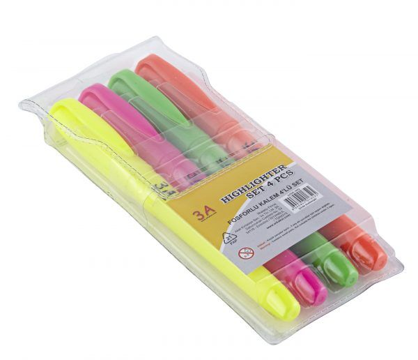 3A Fosforlu Kalem 4 Lü Set