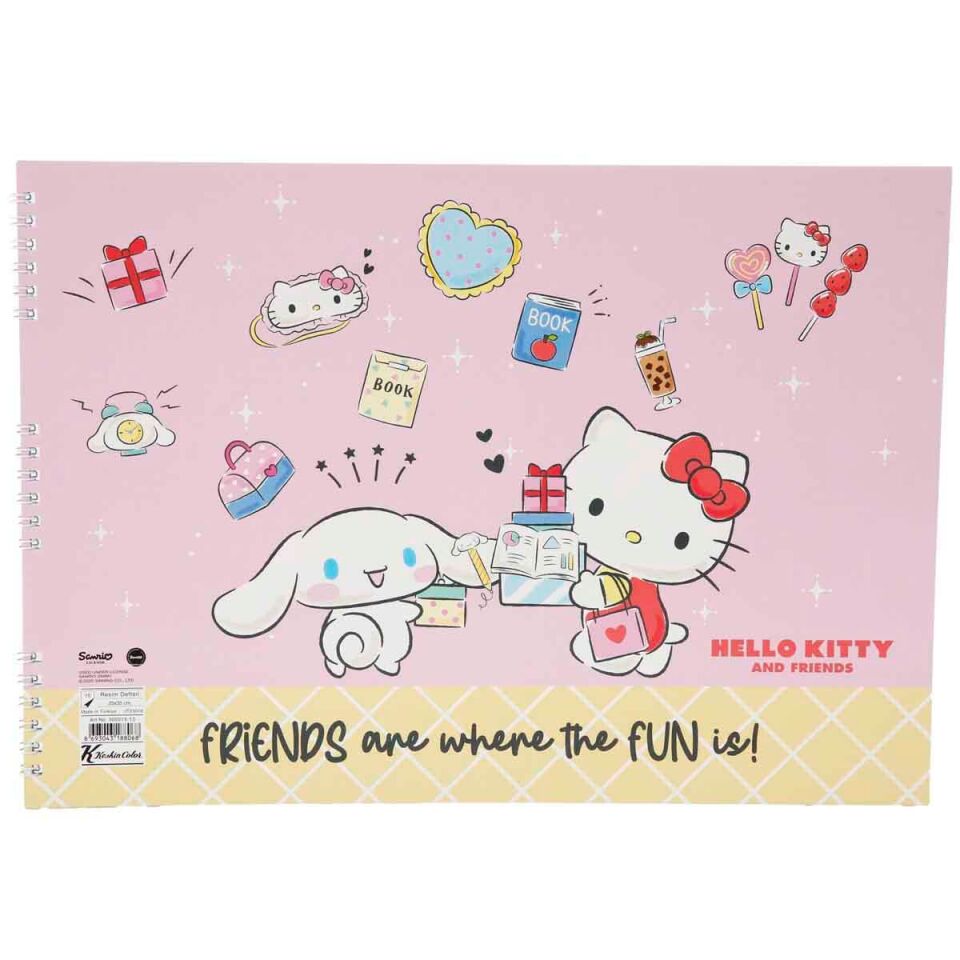 Keskin Hello Kitty And Friens 25x35 Spiralli Resim Defteri 15 Yaprak
