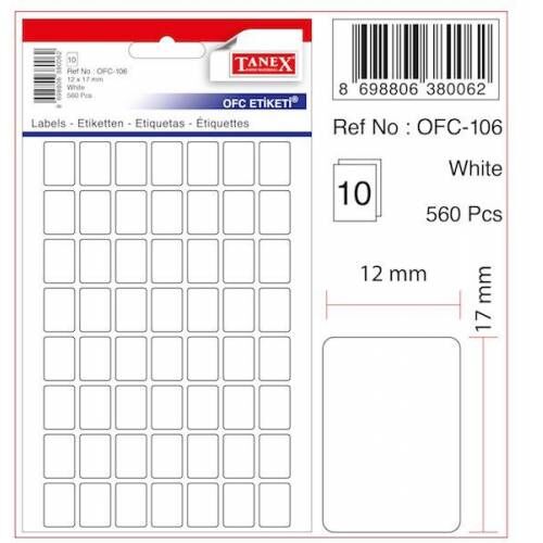 Tanex Ofc-106 Beyaz Ofis Etiketi 12x17 Mm