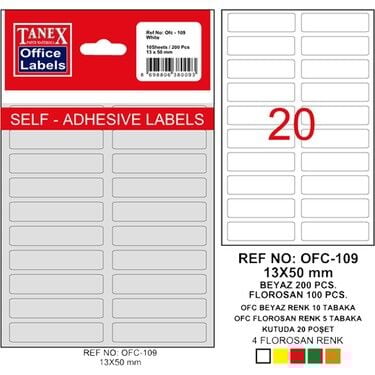 Tanex Ofc-109 Beyaz Ofis Etiketi 13x50 Mm