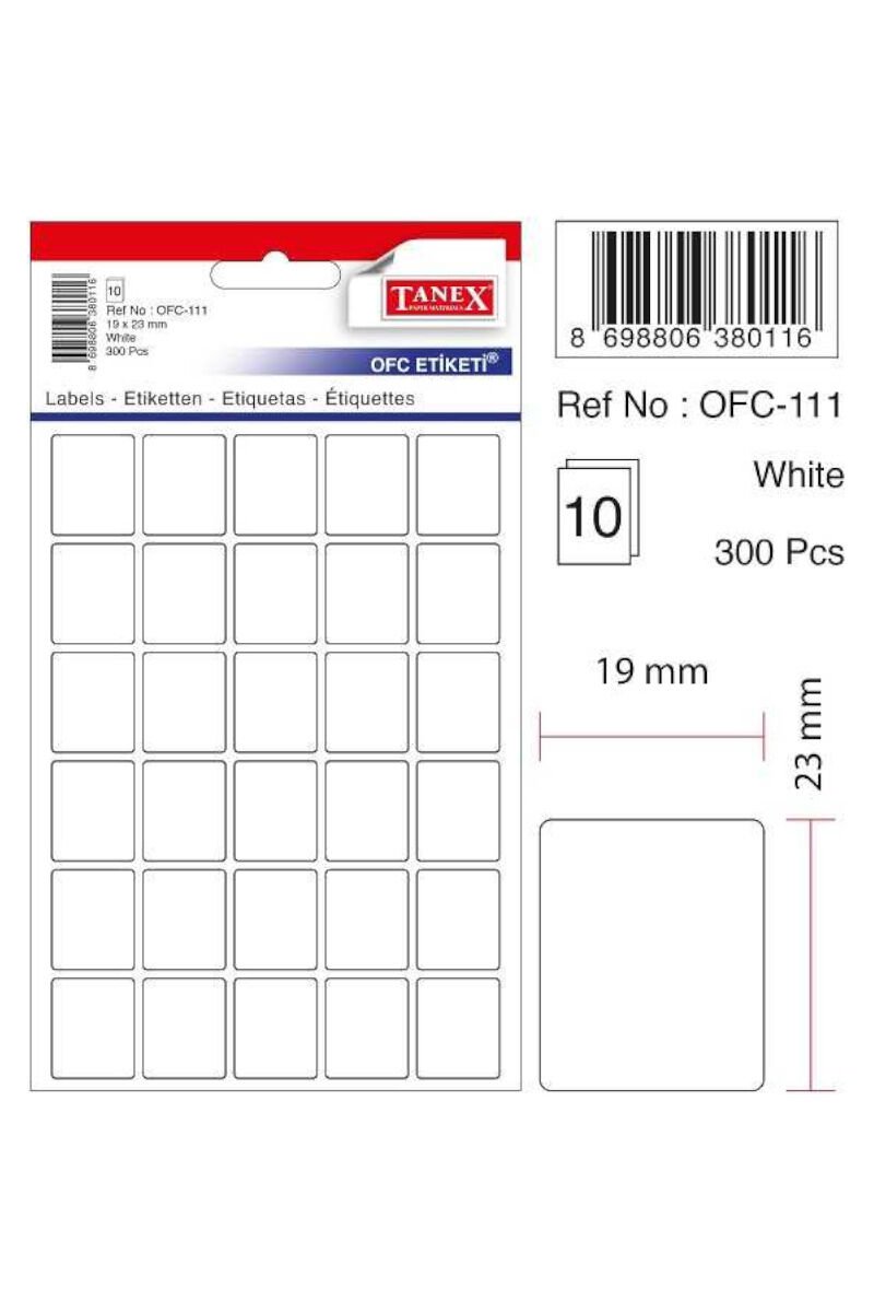 Tanex Ofc-111 Beyaz Ofis Etiketi 19x23 Mm